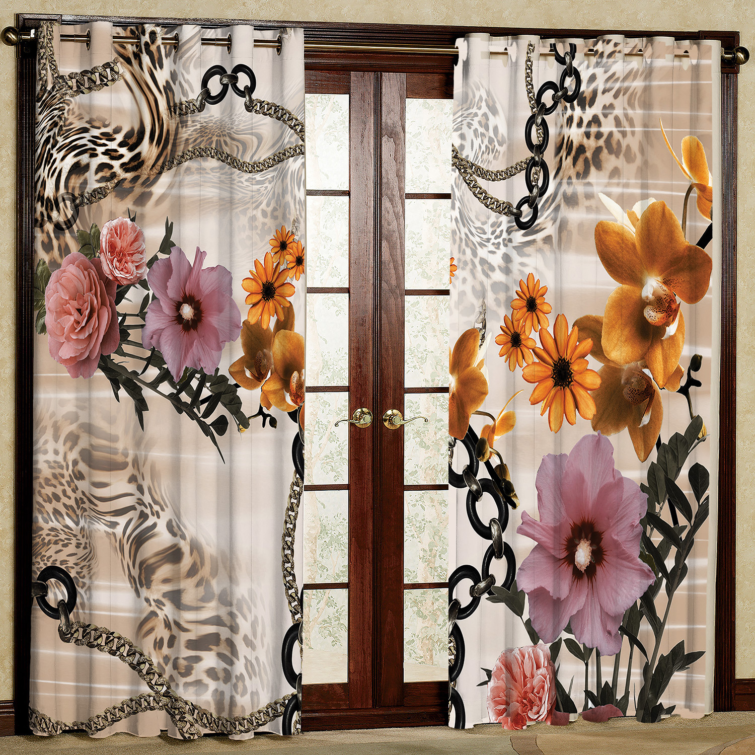 پرده مدل گل دار مخمل پانچی کد 1397 سایز 140x280 سانتی متر