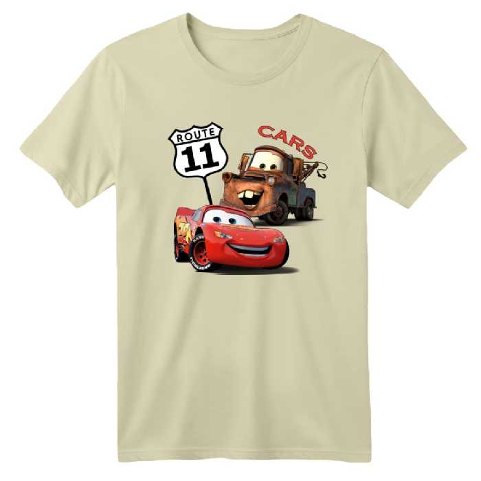 تی شرت آستین کوتاه بچگانه مدل ماشین ها کد 6 رنگ کرم