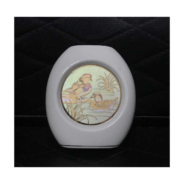 قلمدان سفالی طرح پرنده و مرداب کد A1