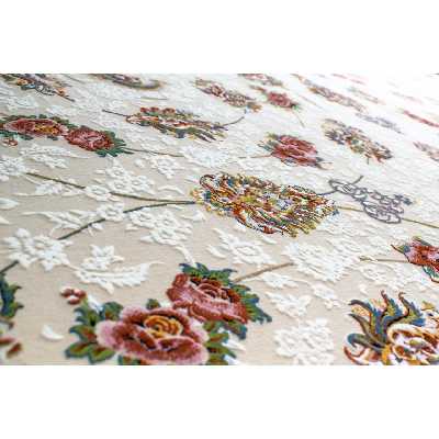 فرش ماشینی افرند کد 2224 زمینه کرم