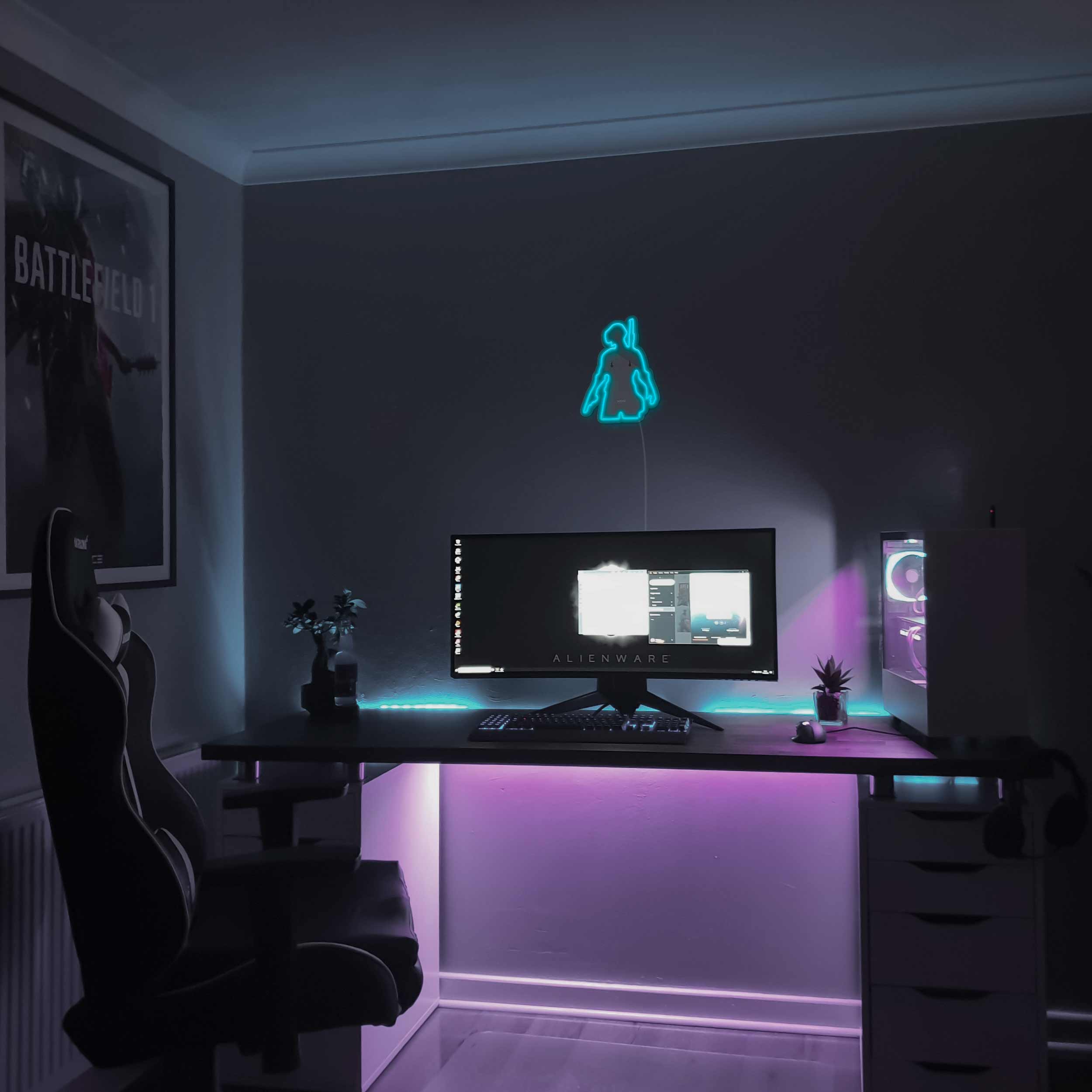 چراغ دیواری نئون دیزاین طرح Pubg_TBL