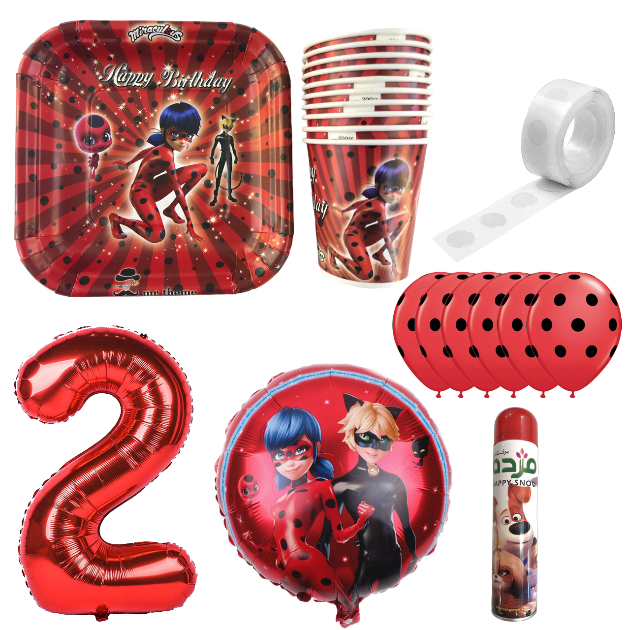 مجموعه 30 عددی تم تولد مسترتم طرح دخترکفشدوزک پلاس 