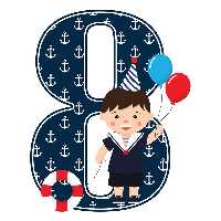 استند رومیزی تولد مدل عدد 8 طرح ملوان کد 968