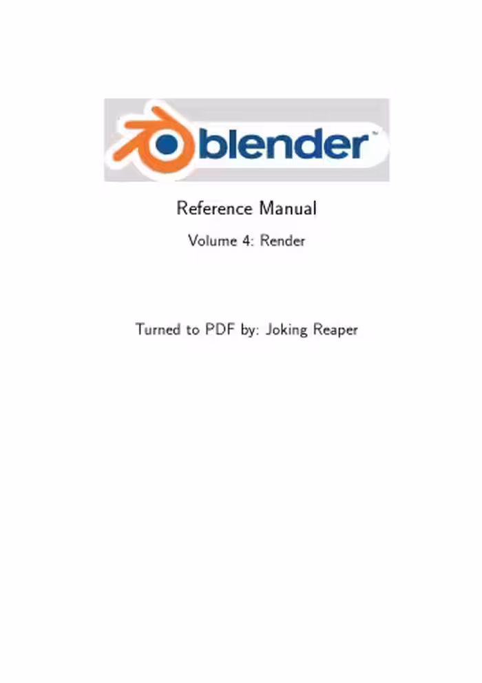خرید و دانلود نسخه کامل کتاب Blender Reference Manual. Volume 4: Render