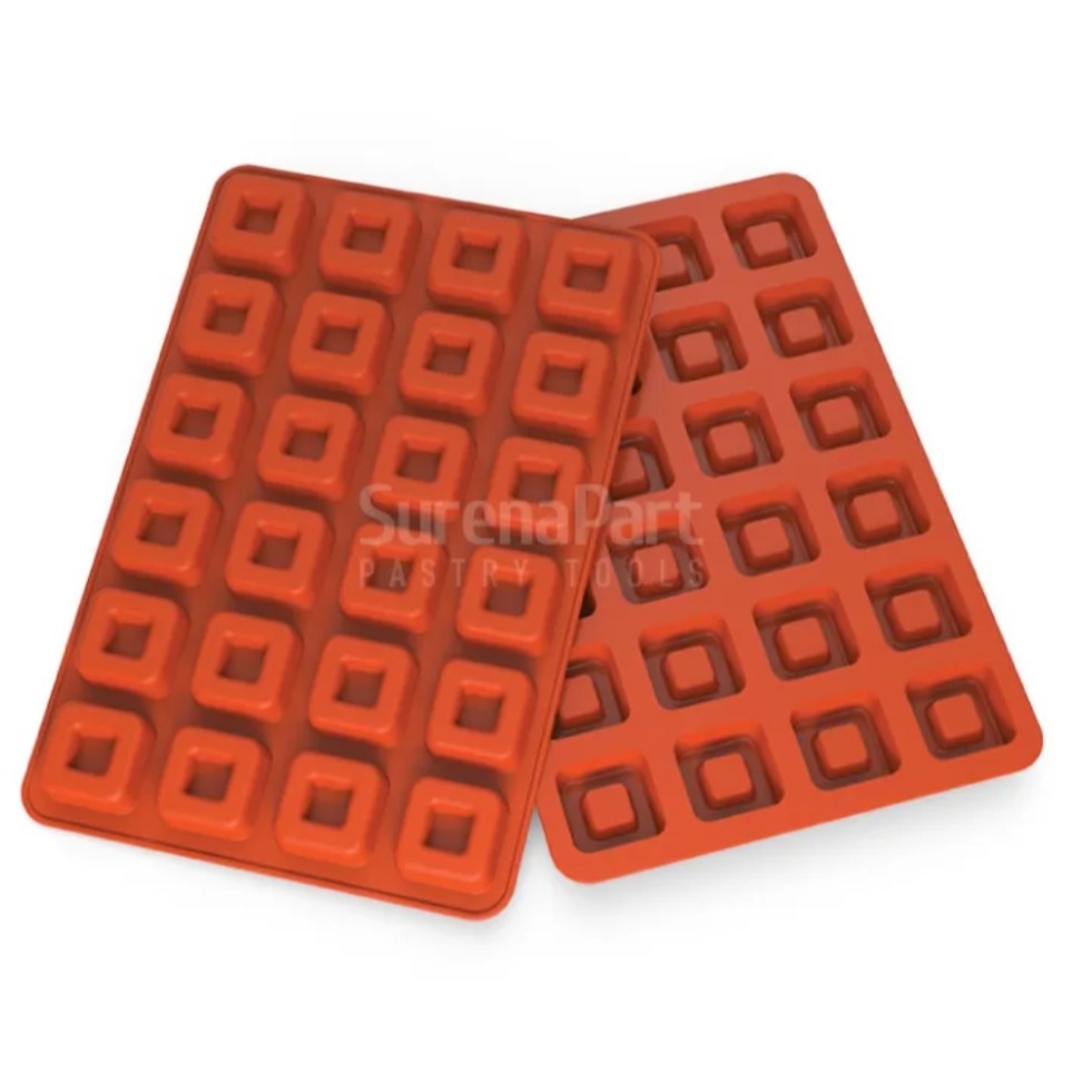 قالب سیلیکونی ساوارین طرح مربع کوچک ابعاد قالب 30 در 20 سانت برند سورنا پارت