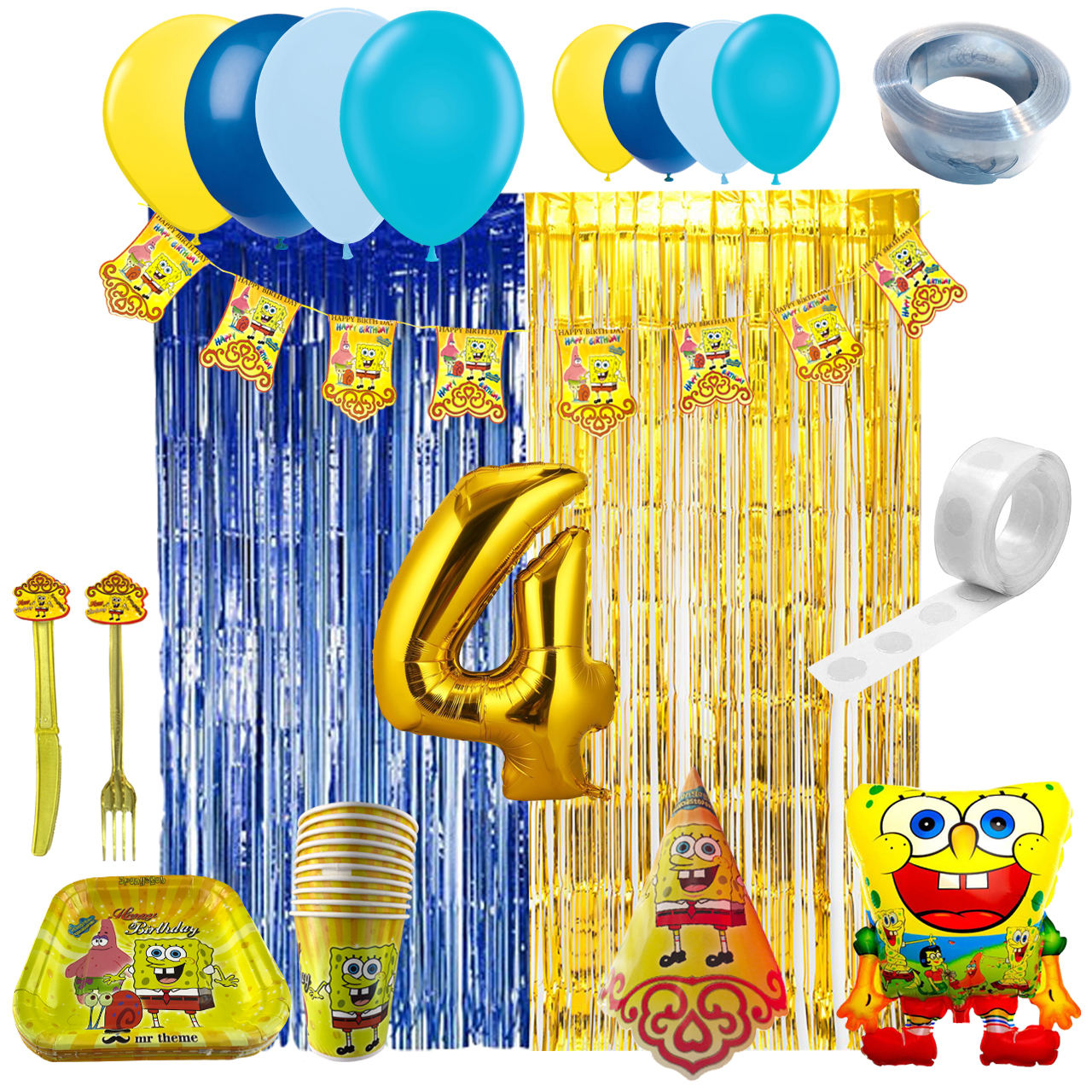 مجموعه 124 عددی تم تولد مستر تم طرح باب اسفنجی سوپر پلاس کد 4