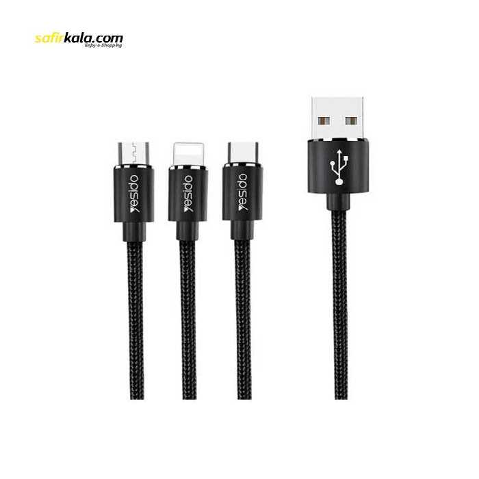کابل تبدیل USB به microUSB / USB-C / لایتنینگ یسیدو مدل CA-60 طول 1.2 متر