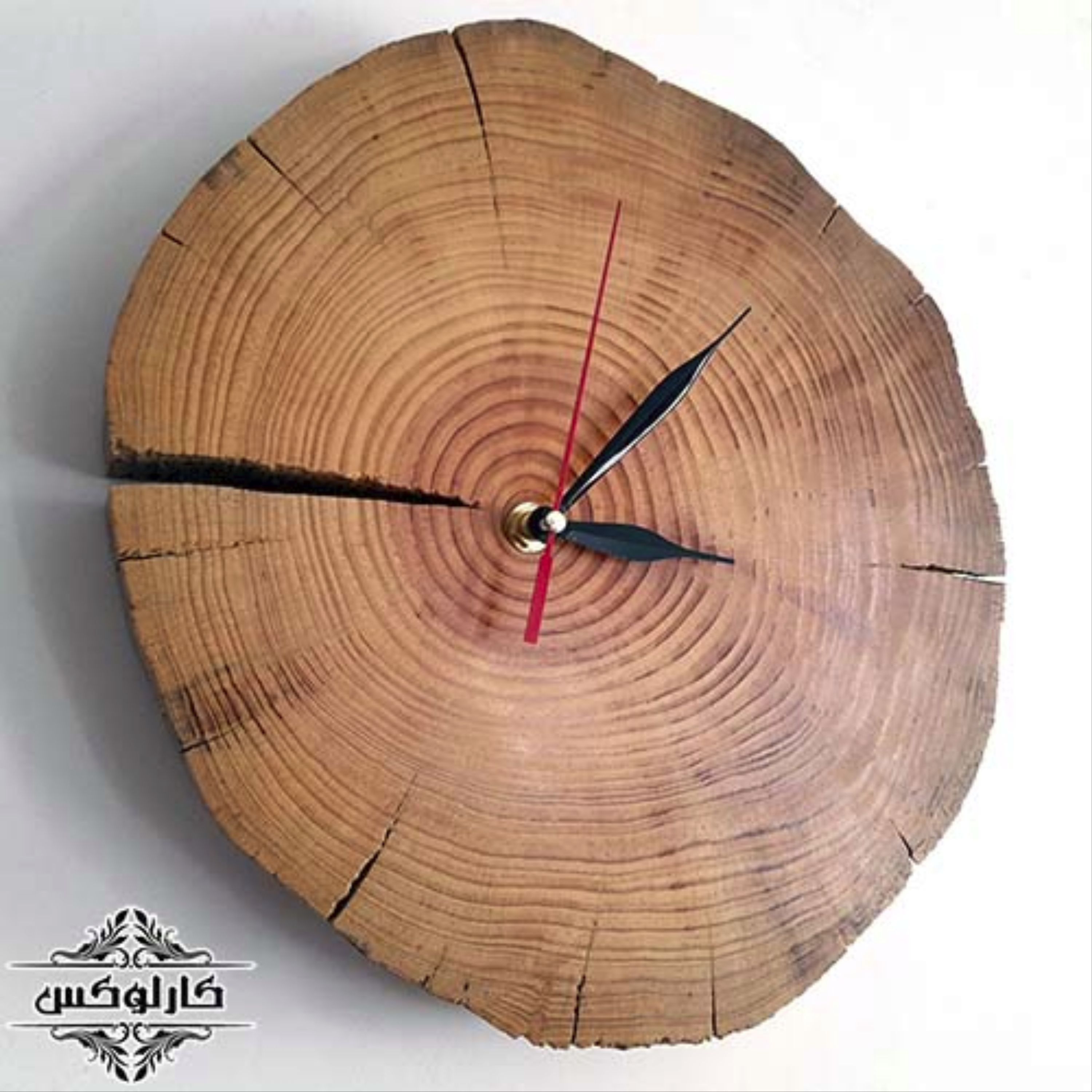 ساعت دیواری چوبی برش تنه درخت