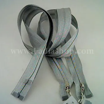 زیپ کاپشنی لمه دار نقره ای