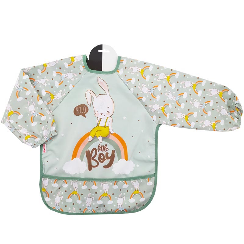 پیش بند لباسی آستین دار طرح خرگوش و رنگین كمان Bebechi