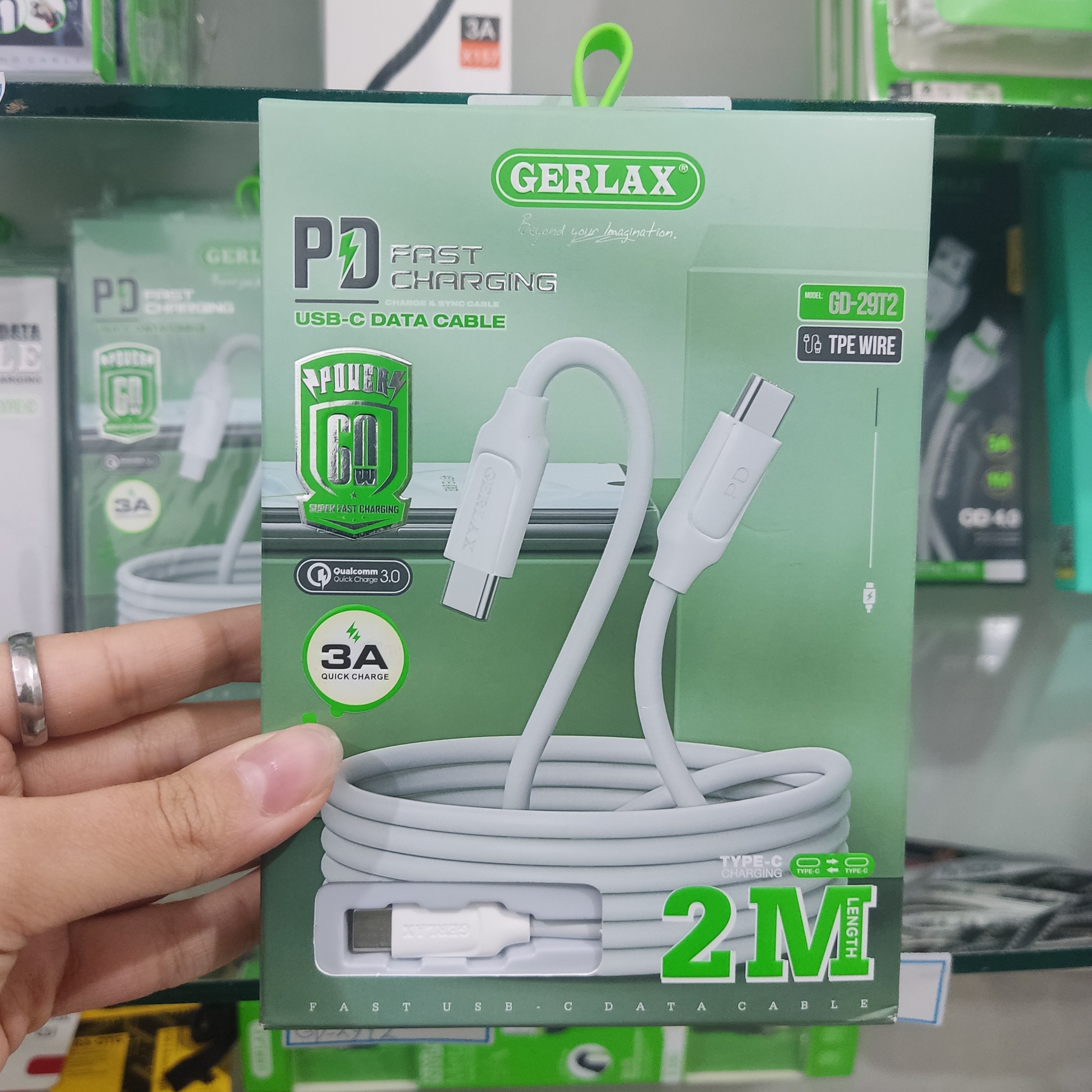 کابل شارژر و تبدیل تایپ سی به تایپ سی (دوسر تایپ سی)2متری مدل جرلاکس