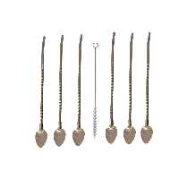 قاشق شربت خوری مدل نی دار کد 1002 مجموعه 7 عددی به همراه فرچه