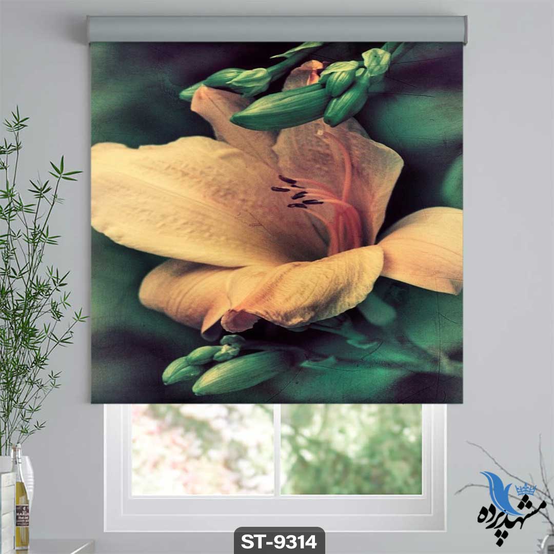 پرده شیدرول تصویری طرح فانتزی گل نیلوفر کد ST9314