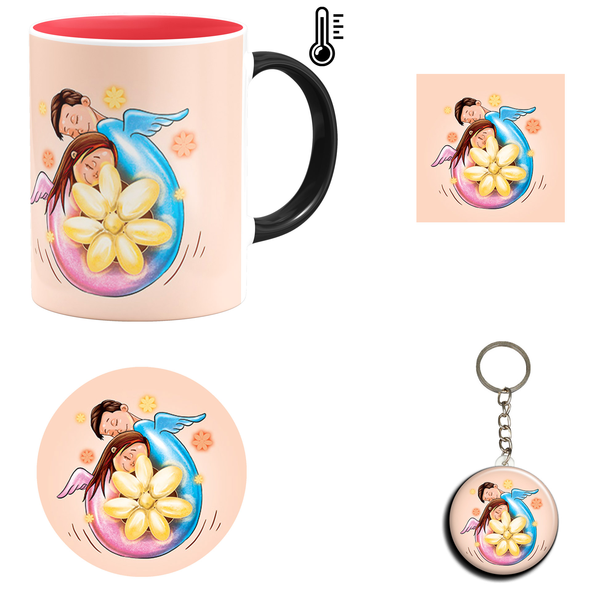 ست هدیه ماگ حرارتی مدل روز عشق طرح عاشقانه کد M101