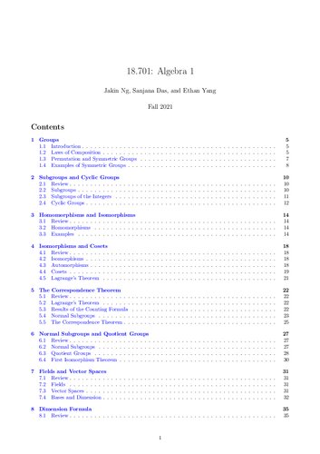 خرید و دانلود نسخه کامل کتاب Algebra I: Lecture Notes