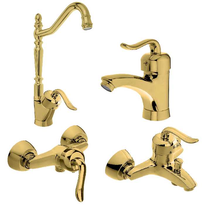 ست 4 تکه شیرآلات مدل قاجاریه طلایی