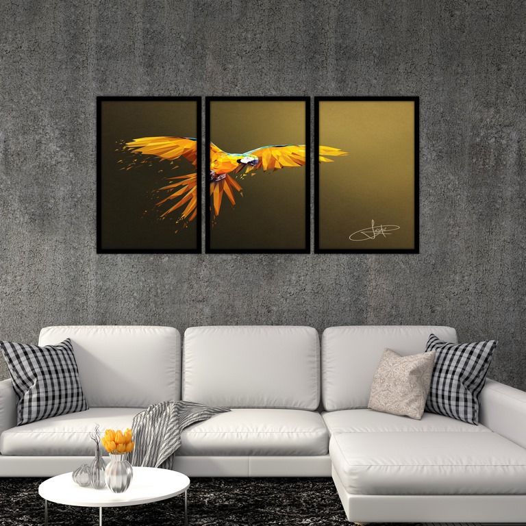 تابلو بکلیت طرح نقاشی طوطی مدل B-S4813 مجموعه 3 عددی