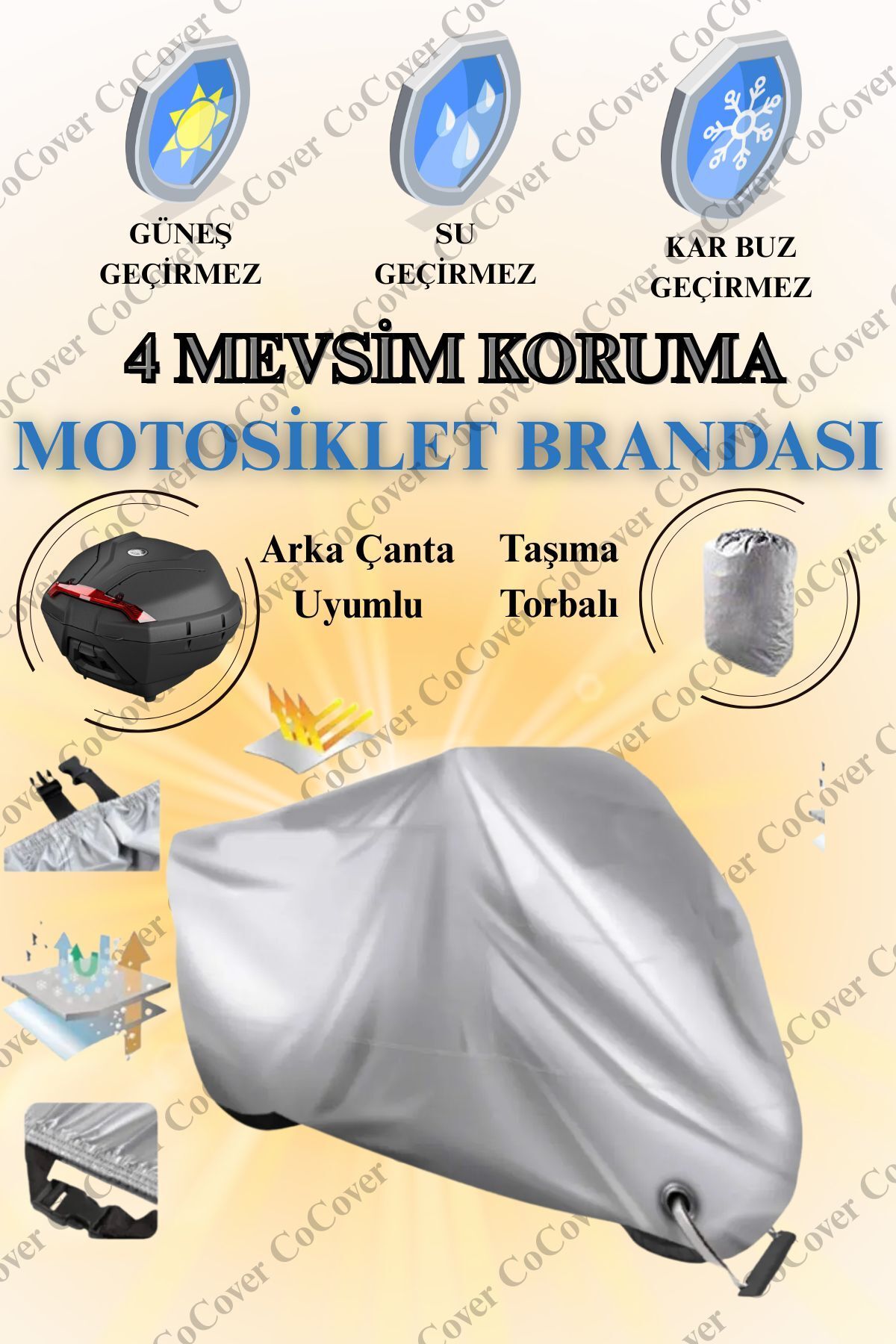 چادر موتورسیکلت خاکستری BACK آفریقا TWIN اورجینال MODA