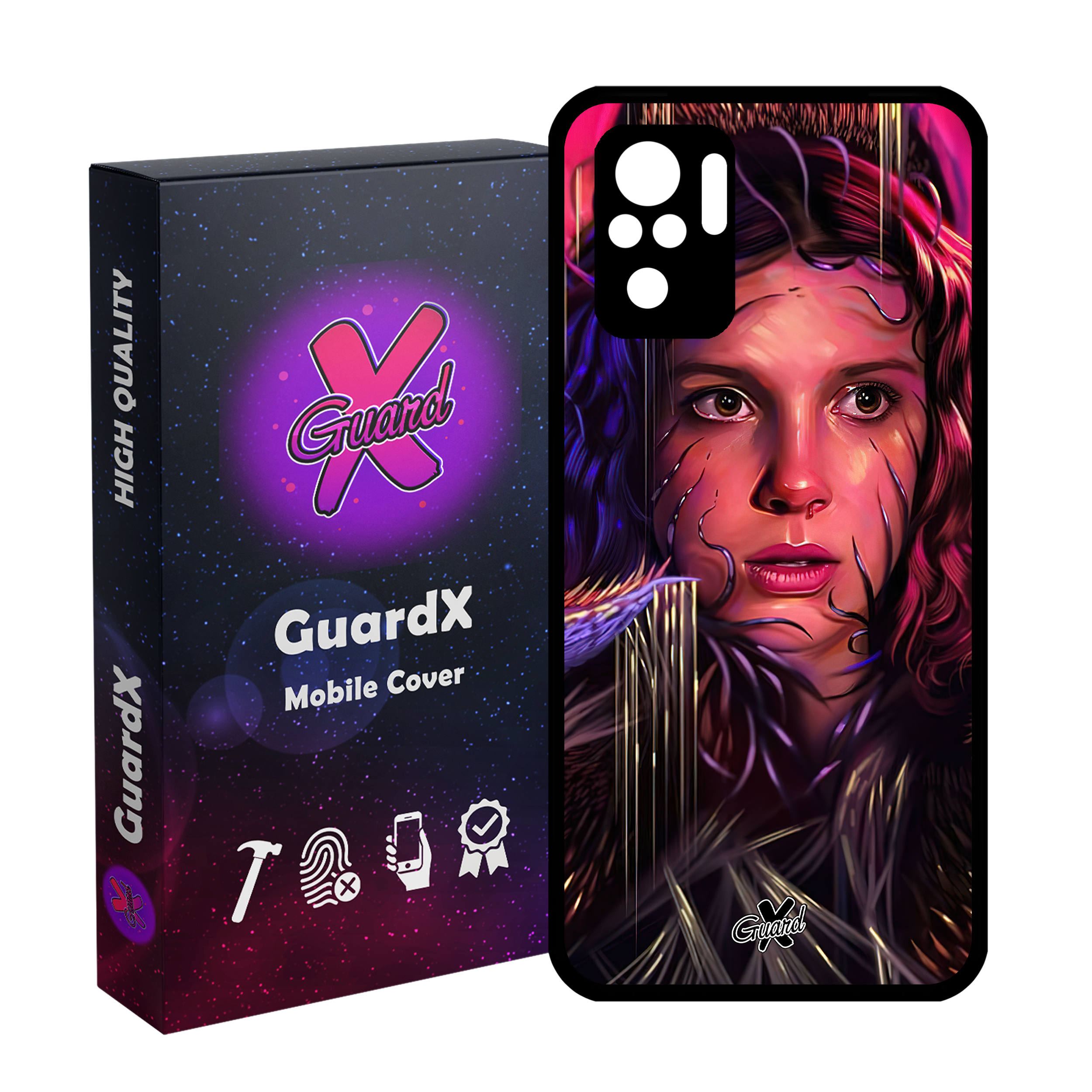 کاور گارد ایکس طرح Stranger Things مدل Glass10462 مناسب برای گوشی موبایل شیائومی Redmi Note 10 4G/Redmi Note 10S