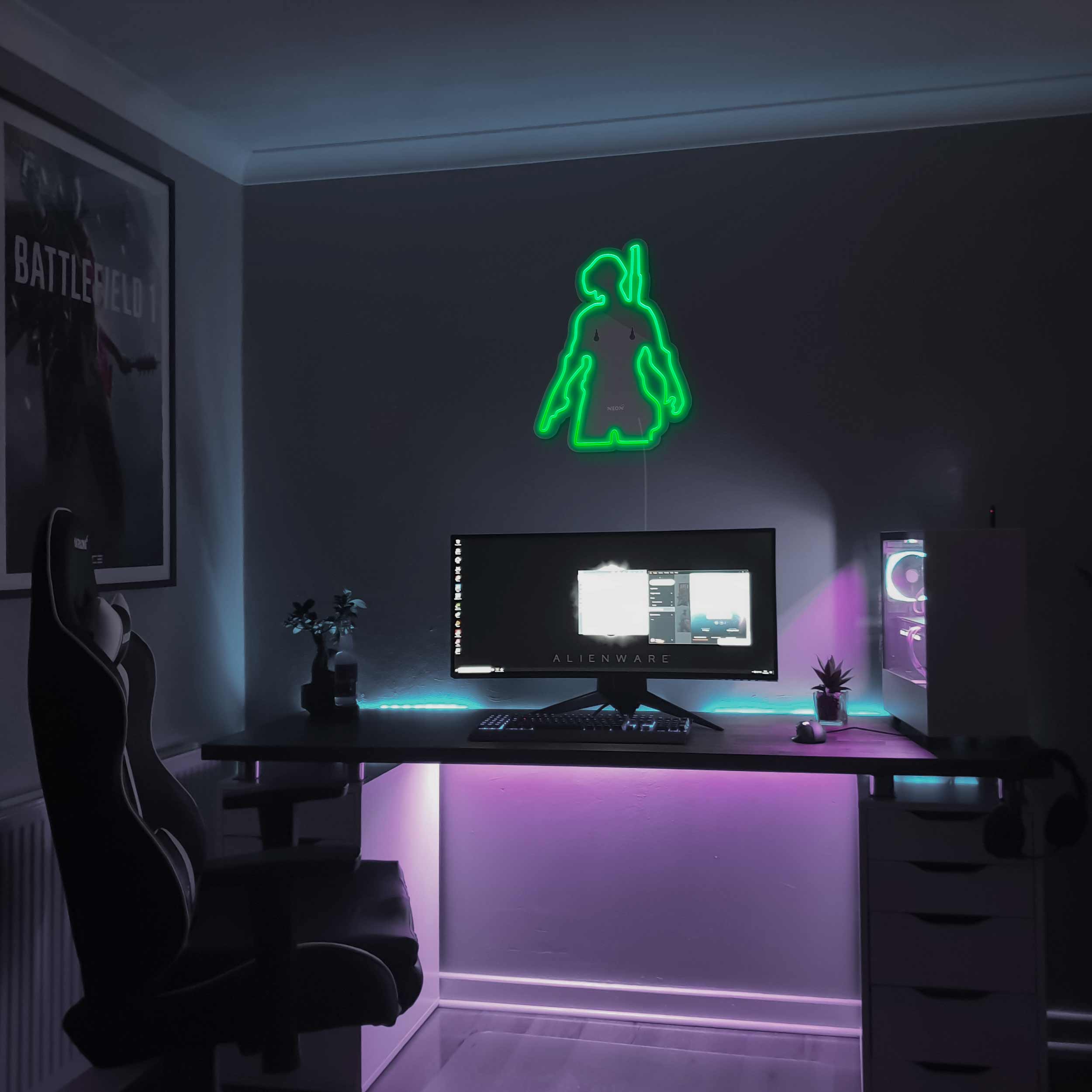 چراغ دیواری نئون دیزاین طرح Pubg_GR