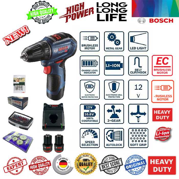 دریل پیچ گوشتی شارژِی بوش مدل GSR 12V-30 