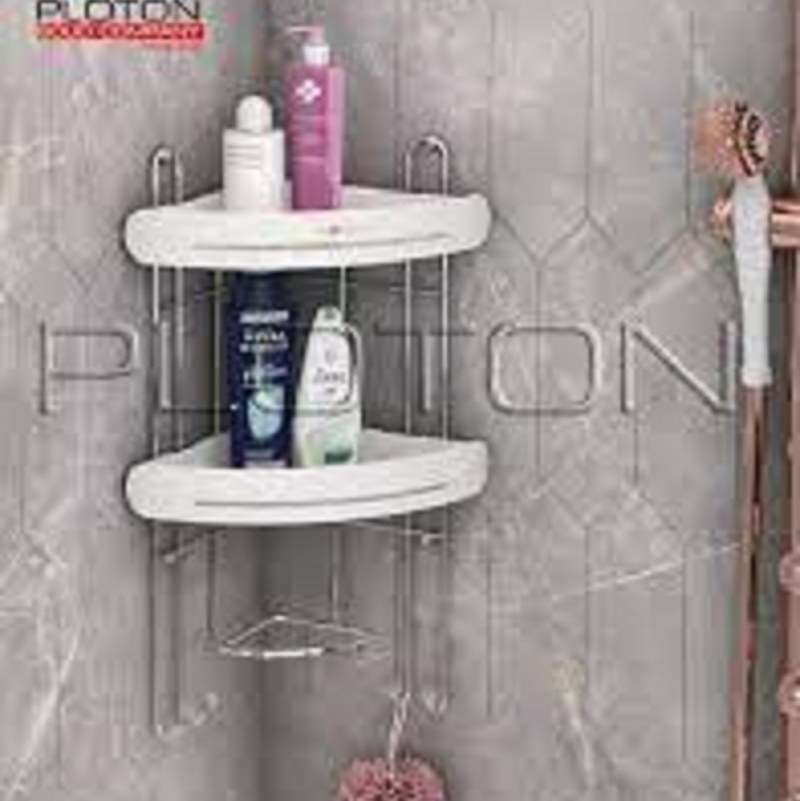 آویز حمام کنج 2 طبقه پلوتون مدل پارمیس