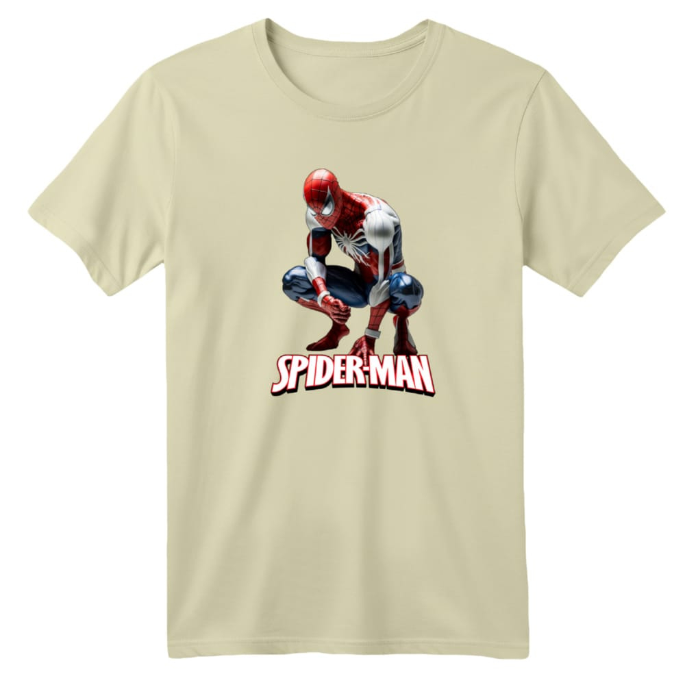 تی شرت آستین کوتاه بچگانه مدل مرد عنکبوتی کد 24 رنگ کرم