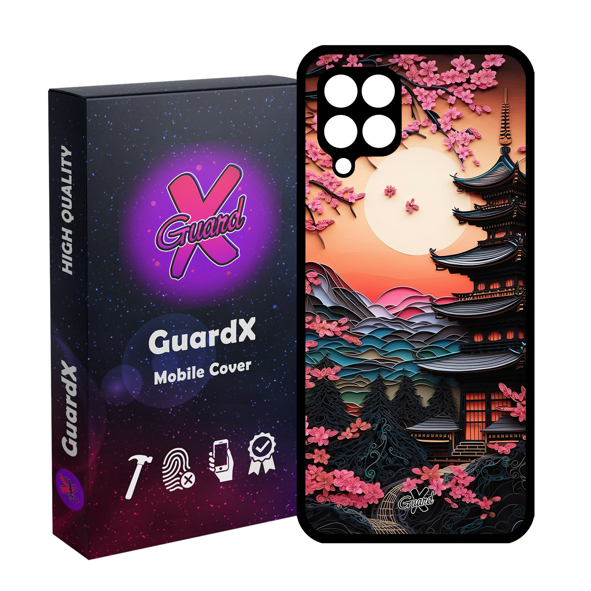 کاور گارد ایکس طرح معبد ژاپن مدل Glass10582 مناسب برای گوشی موبایل سامسونگ Galaxy A12/M12/F12