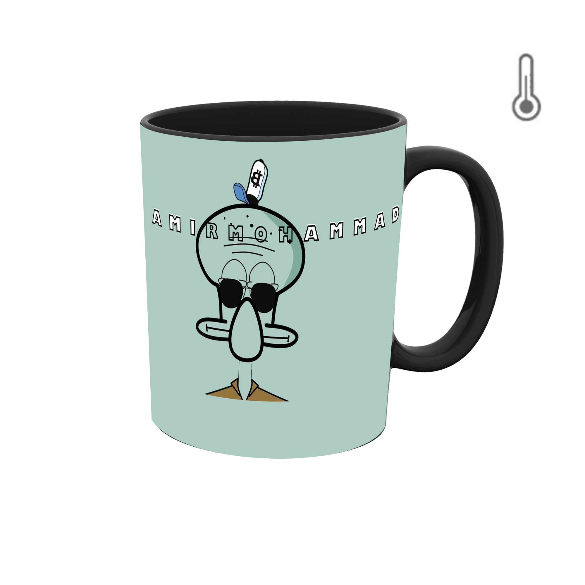 ماگ حرارتی طرح اسم امیرمحمد مدل گرافیکی اختاپوس 