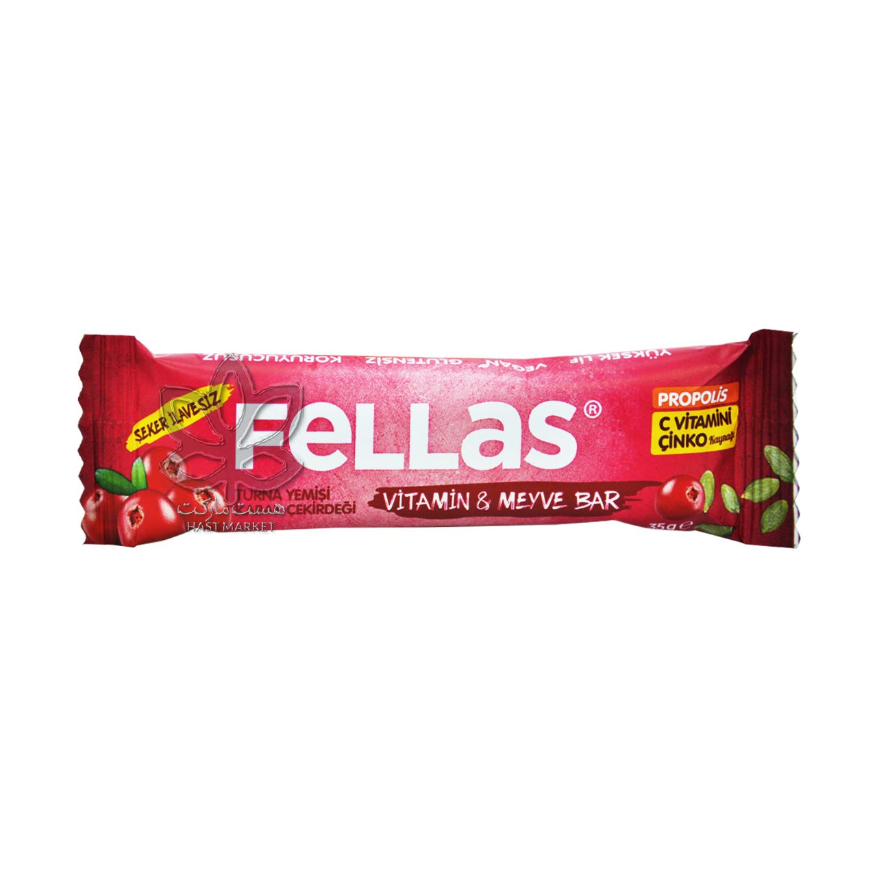 ویتامین بار کرنبری و تخم کدو ( بدون گلوتن ، وگان ) 35 گرم فلاس - Fellas