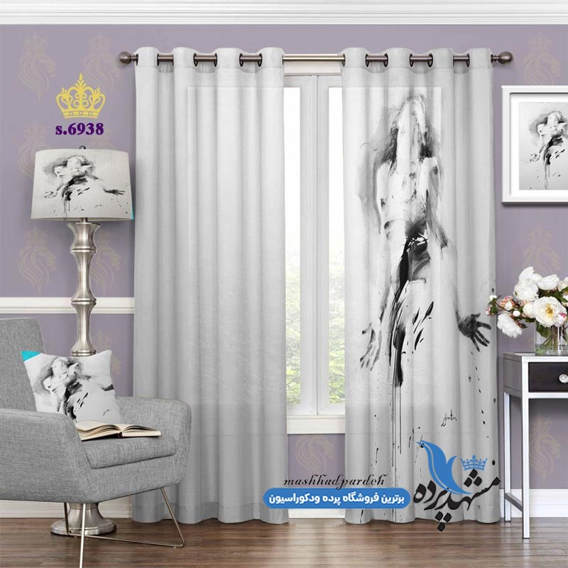 پرده پانچ دخترانه طرح نقاشی دختر کد s-6938