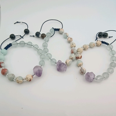 دستبند آمتیست جید فیروزه آفریقایی د510