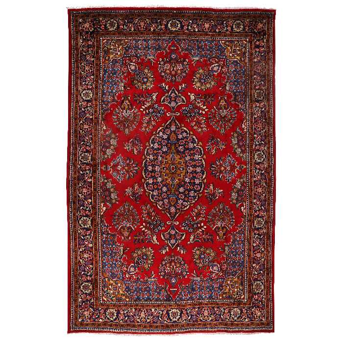 فرش قدیمی دستبافت شش و نیم متری طرح لچک ترنج 9912115