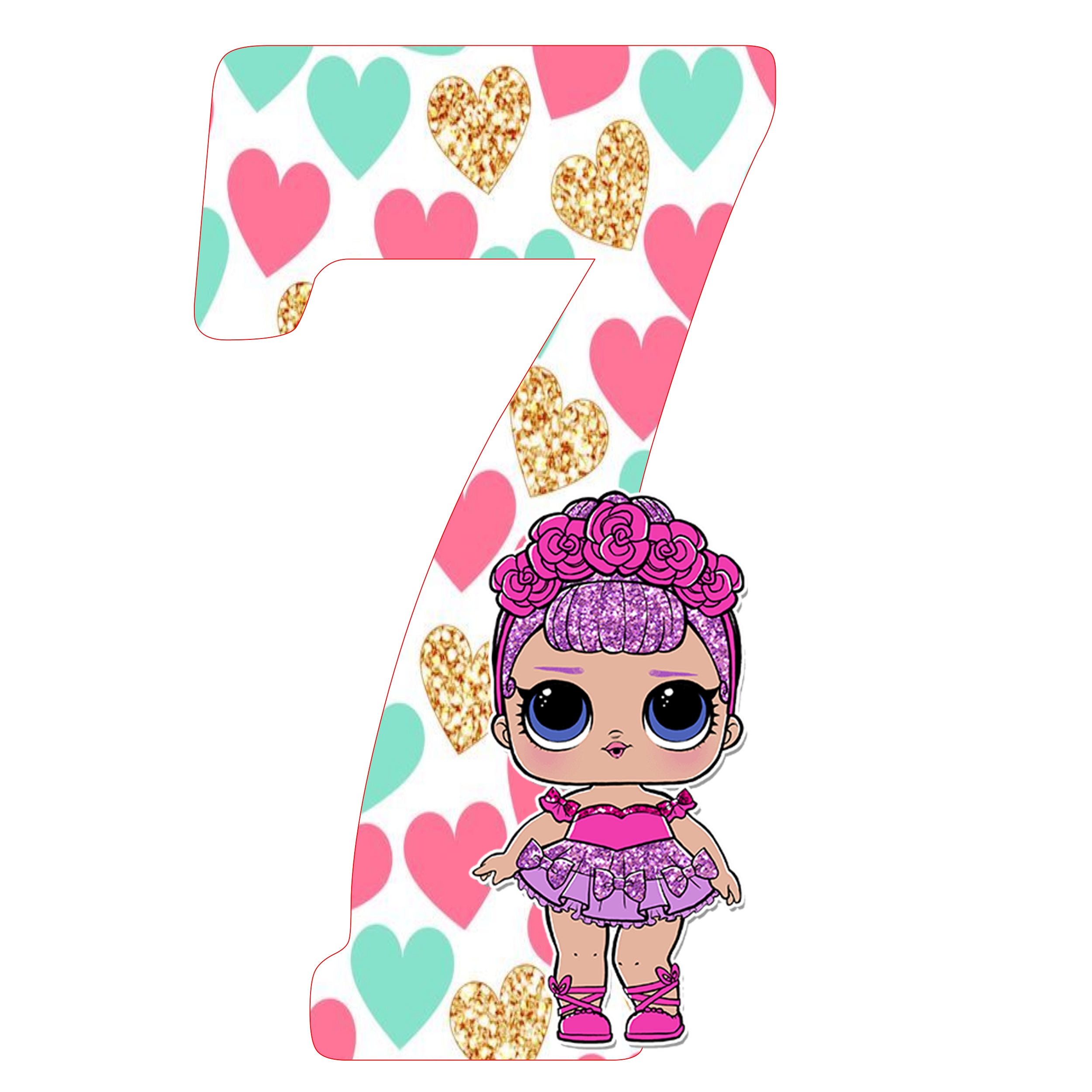  استند رومیزی تولد طرح عدد 7 مدل قلبی ال و ال کد 03