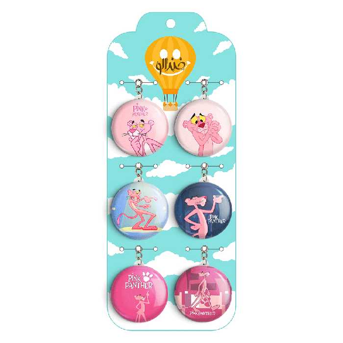 جاکلیدی خندالو طرح پلنگ صورتی کد 34A مجموعه 6 عددی