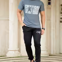ست تیشرت شلوار مردانه مدل CR7 (طوسی)