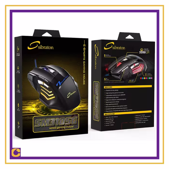 موس گیمینگ سیبراتون  SIBRATON  مدل SM3105G ، دارای قابلیت RGB