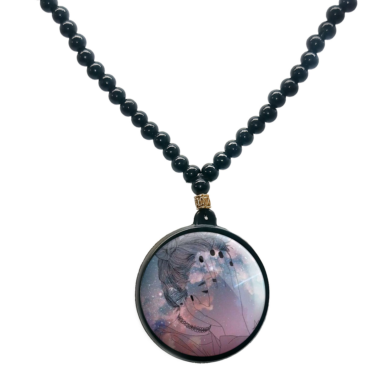 گردنبند پرمانه طرح دخترونه کد pmd.4634 مدل دو طرفه