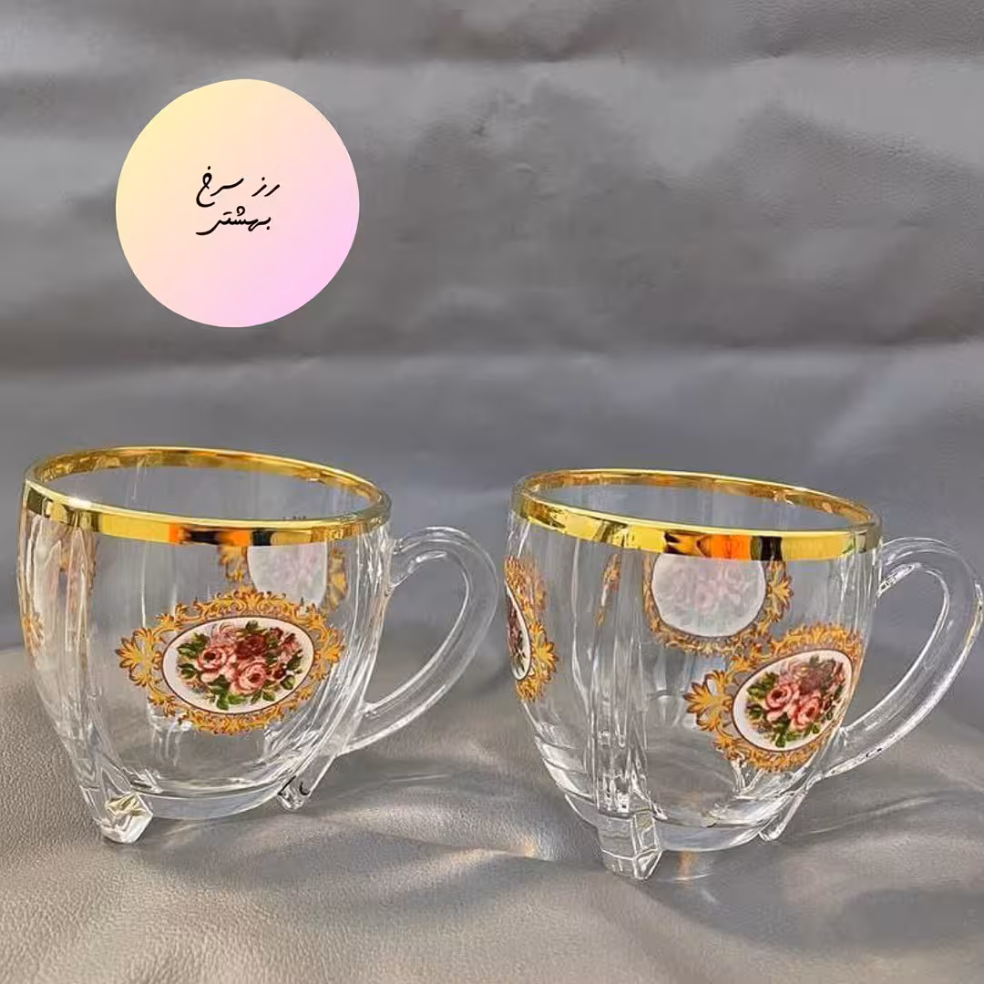 فنجان سلتیک گلدار لب طلا   فنجان کریستال فنجان لب طلا