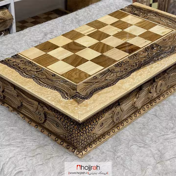 اطلاعات ، قیمت و خرید تخته نرد و شطرنج چوب گردو سنندج دور خفاشی و پشت منبت کاری شده کد TNS634
