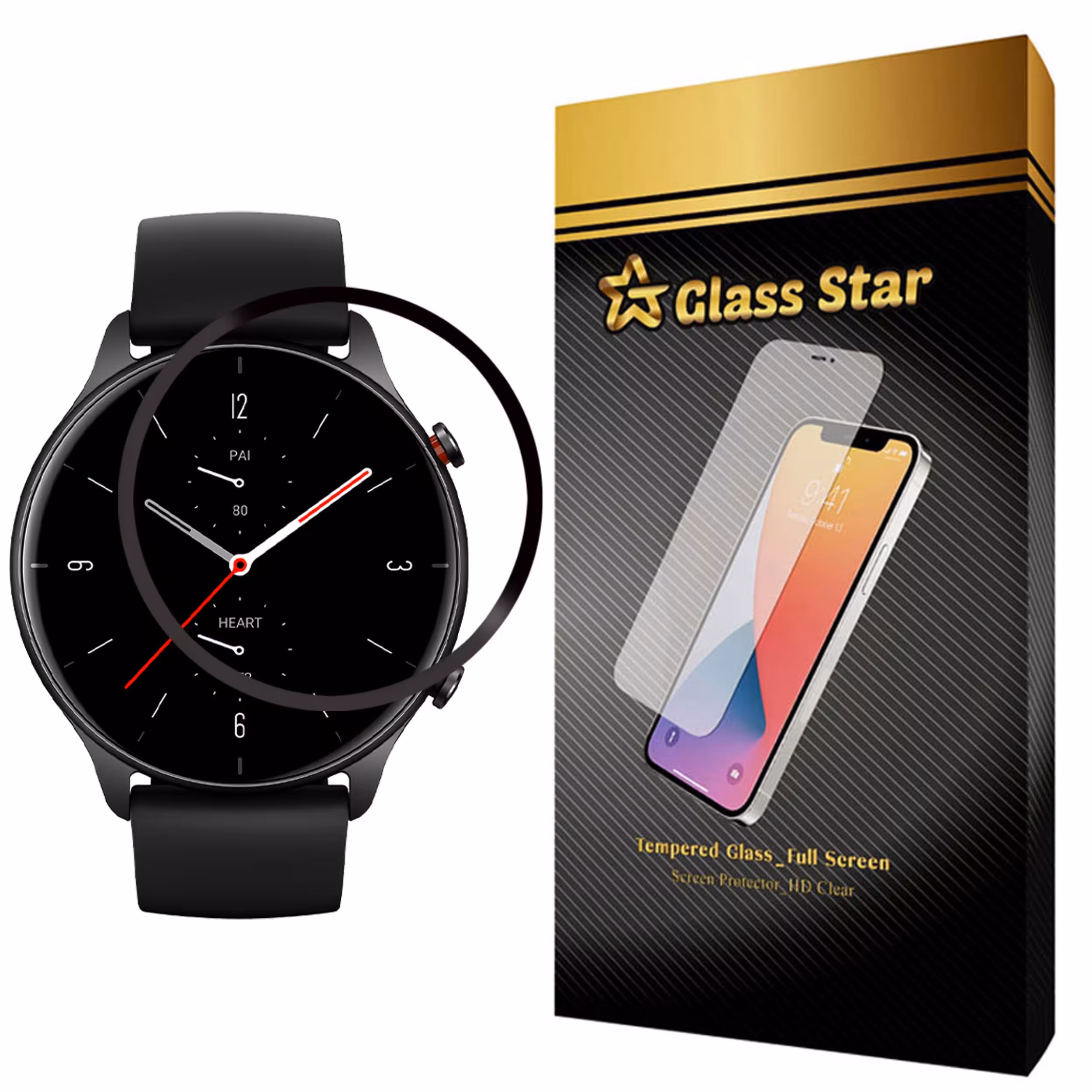 محافظ صفحه نمایش گلس استار مدل PMGA-Glass مناسب برای ساعت هوشمند آمازفیت GTR2