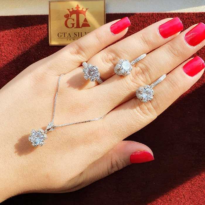 نیم ست میکرو نقره 925 ابکاری طلاضمانتی