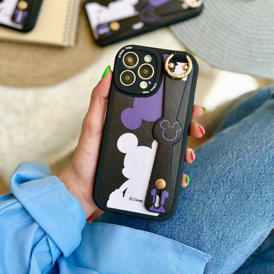 قاب گوشی مناسب آیفون سامسونگ و شیائومی ، پشت چرمی با بند 