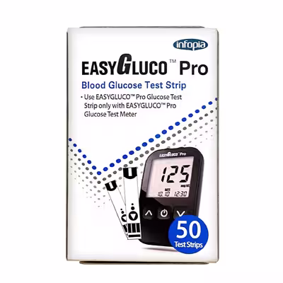 نوار تست قند خون اینفوپیا مدل EASYGLUCO PRO بسته 50 عددی