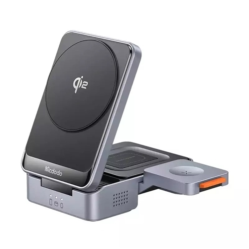 استند و شارژر وایرلس چندکاره مگنتی مک دودو Mcdodo CH-5192 Qi2 با امکان شارژ اپل واچ