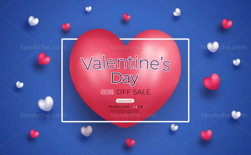 وکتور بنر فروش ویژه ولنتاین رنگی | گرافیک با طعم تربچه