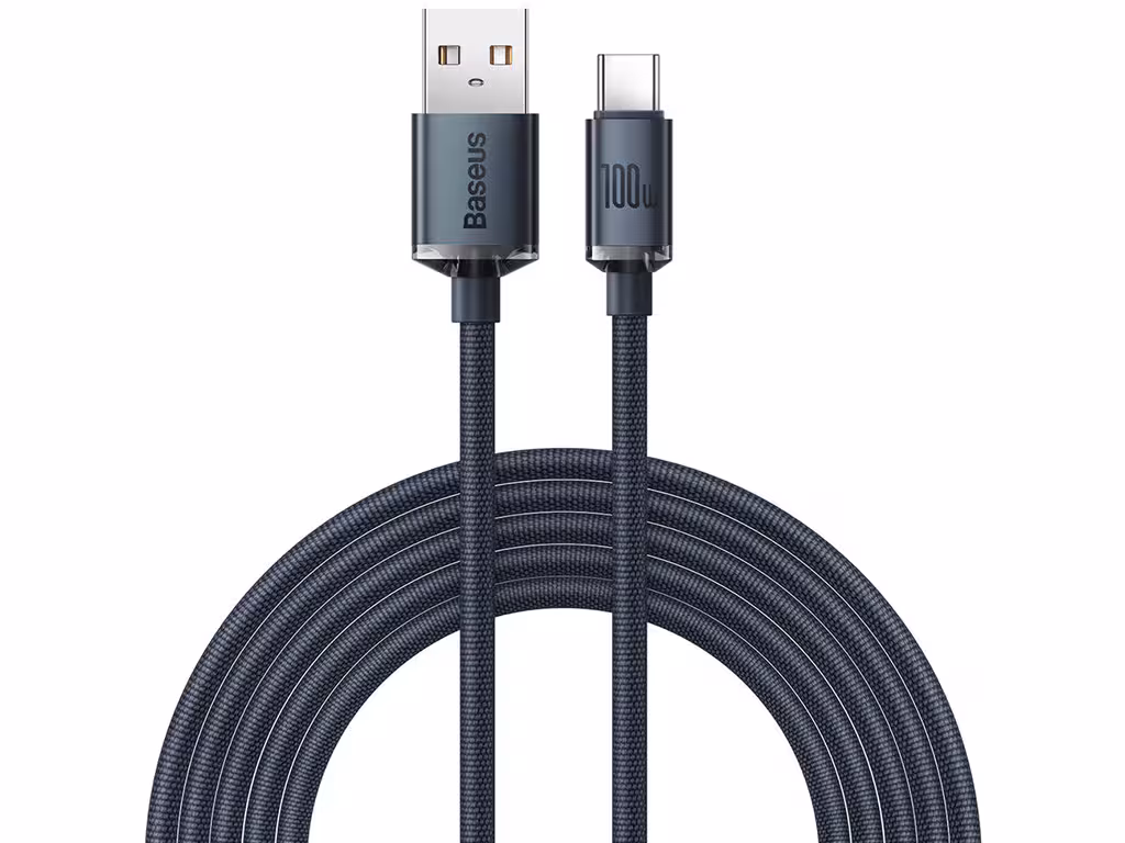 کابل سوپر فست شارژ یواسبی به تایپسی 100 وات 2 متری بیسوس Baseus Fast charging USB to Type C cable 100W CAJY000501