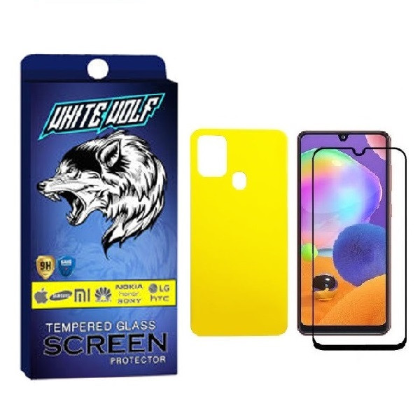 محافظ صفحه نمایش وایت ولف مدل FUL مناسب برای گوشی موبایل سامسونگ Galaxy A21S به همراه محافظ پشت گوشی | کالا برتری