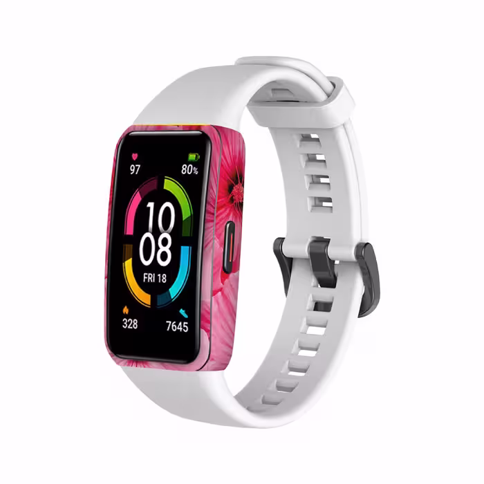 برچسب ماهوت طرح Pink Flower مناسب برای ساعت هوشمند هوآوی band 6