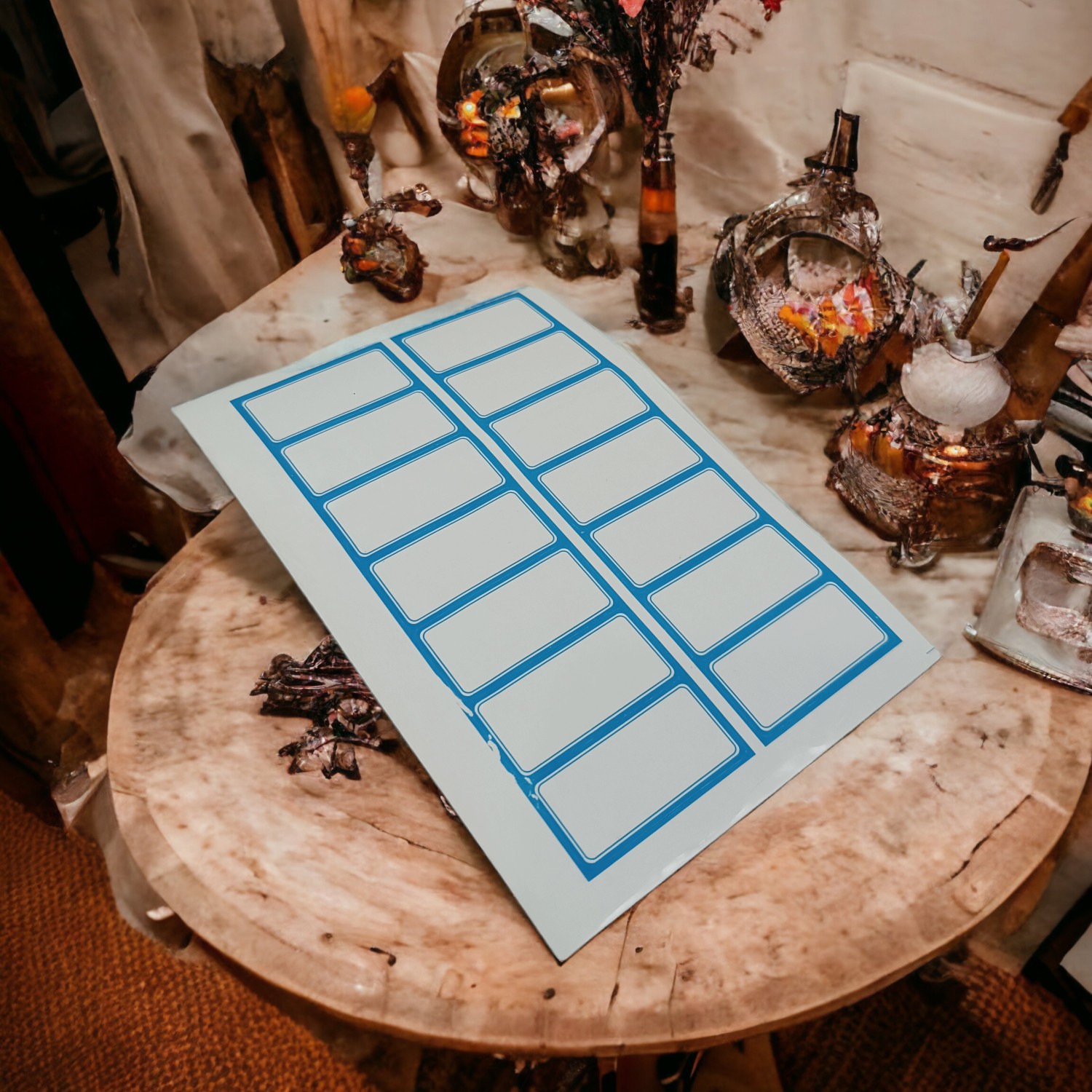 برچسب دور آبی سایز 40X20 میلی متر ورق 14 عددی